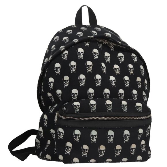 SAINT LAURENT Skull Backpack Canvas Black White Auth - Picture 1 of 16